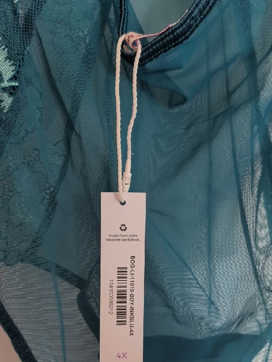 Adore Me Teal Floral Lace Plunge Teddy - Picture 7 of 7